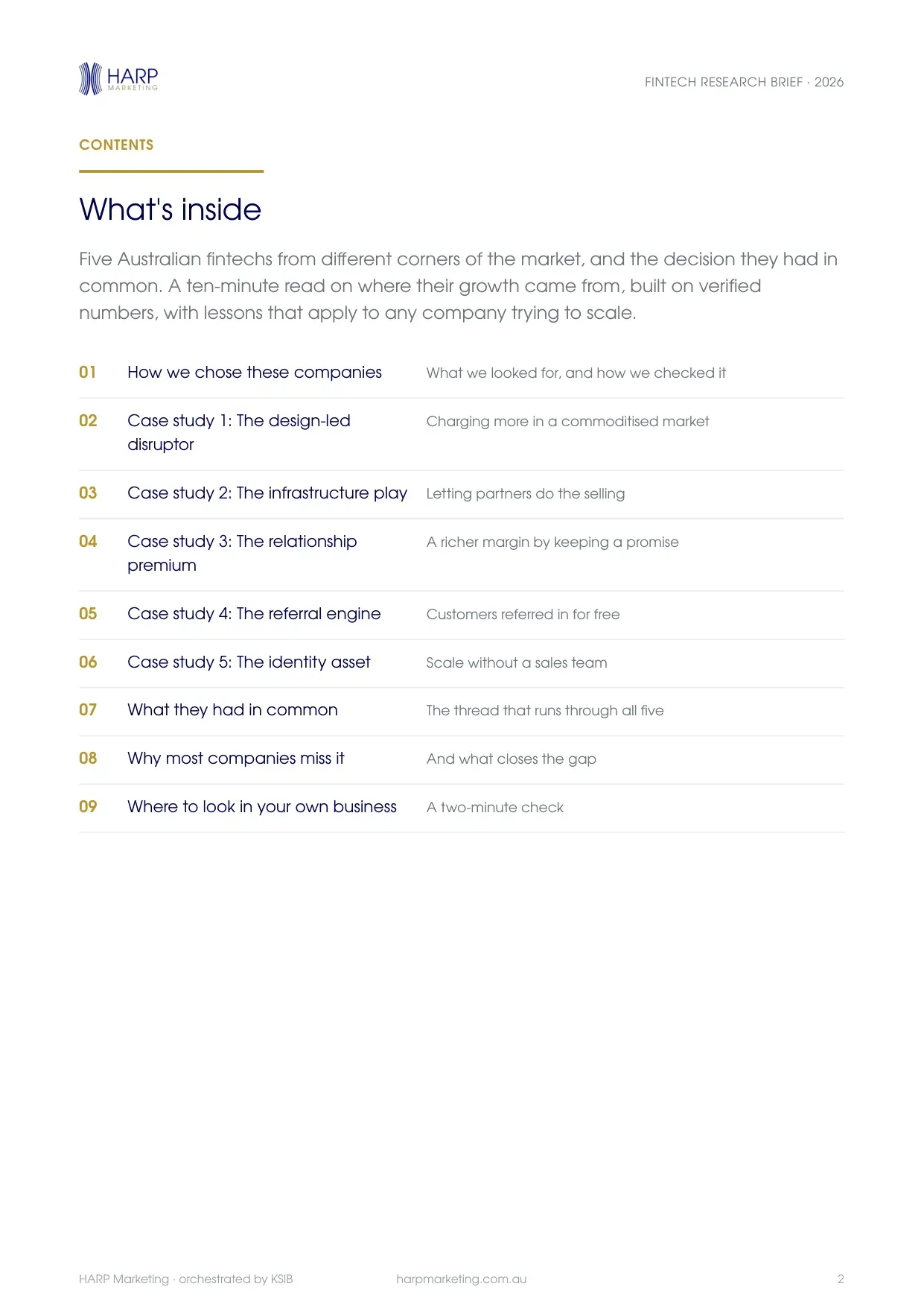 HARP Fintech Research Brief, page 2 of 12