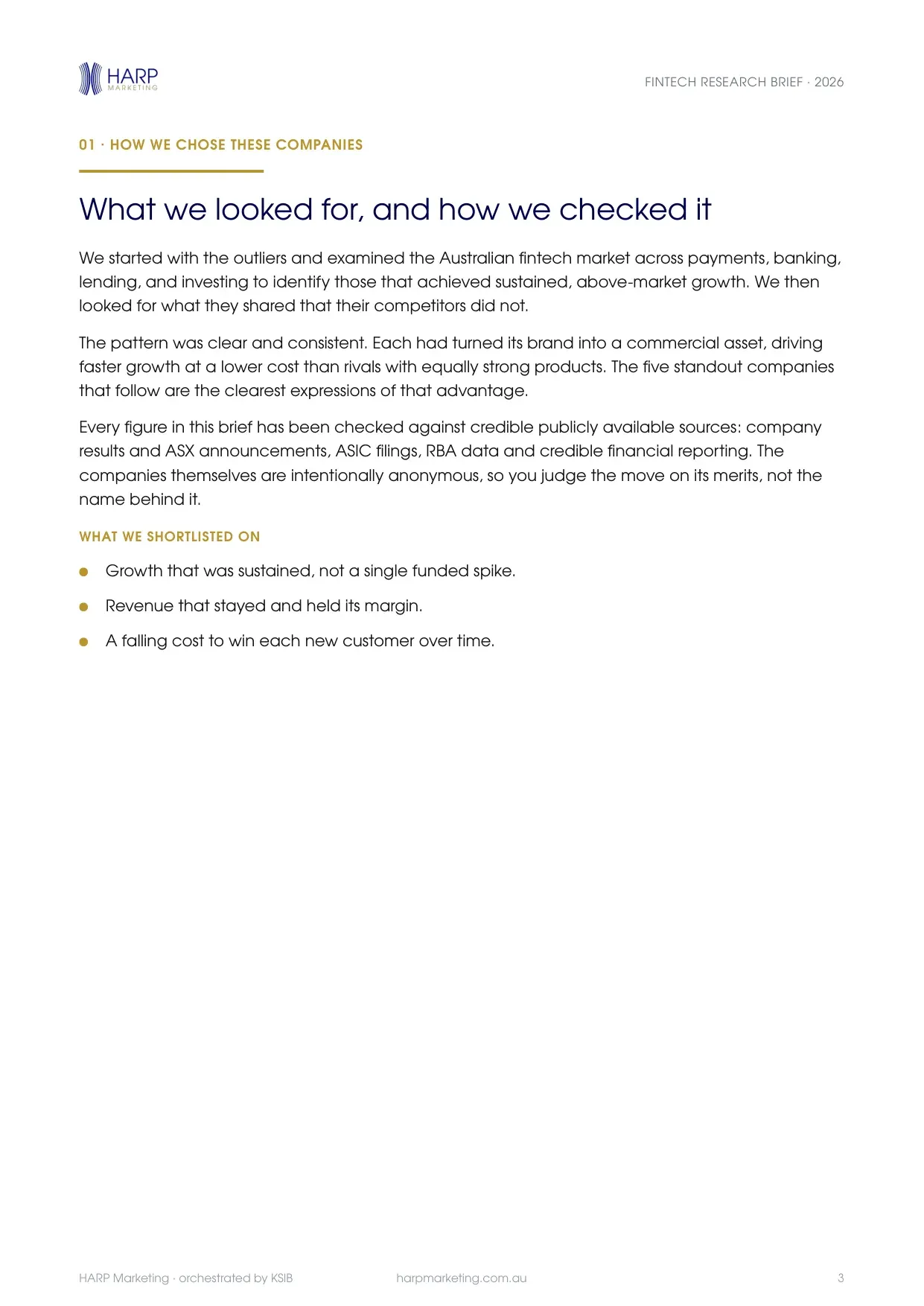 HARP Fintech Research Brief, page 3 of 12