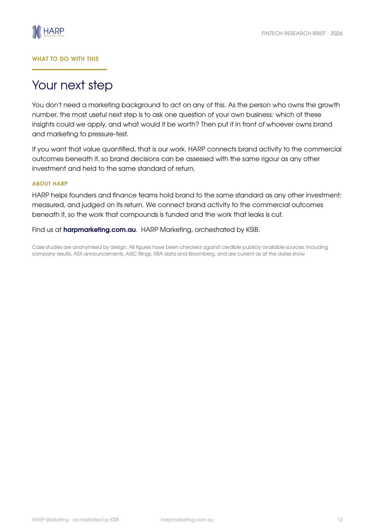 HARP Fintech Research Brief, page 12 of 12
